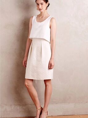 Anthropologie Mauve Cream Chanterie Ponte Shealth Textured Dress